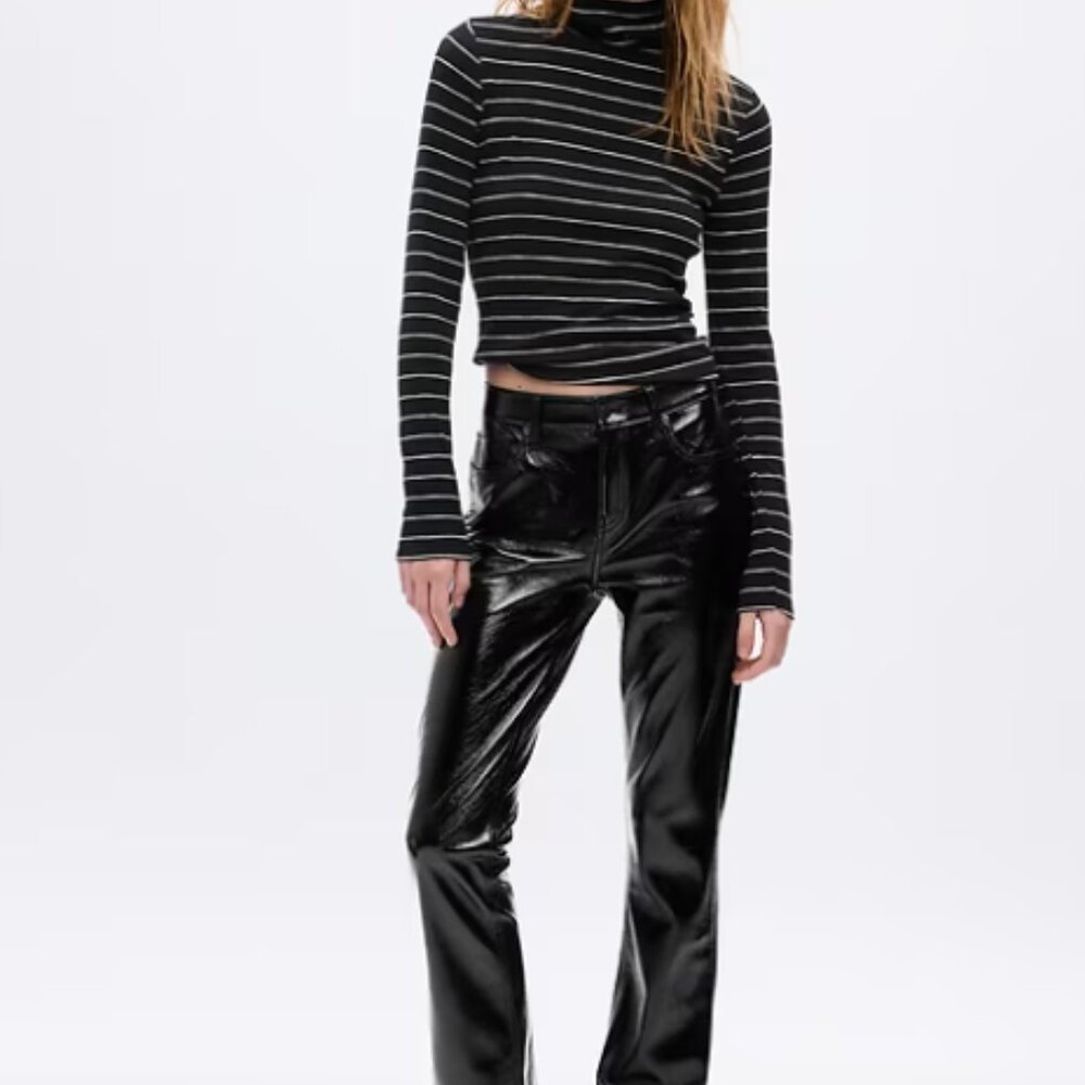 Gap Mid Rise Vegan Patent Leather Baby Boot Pants